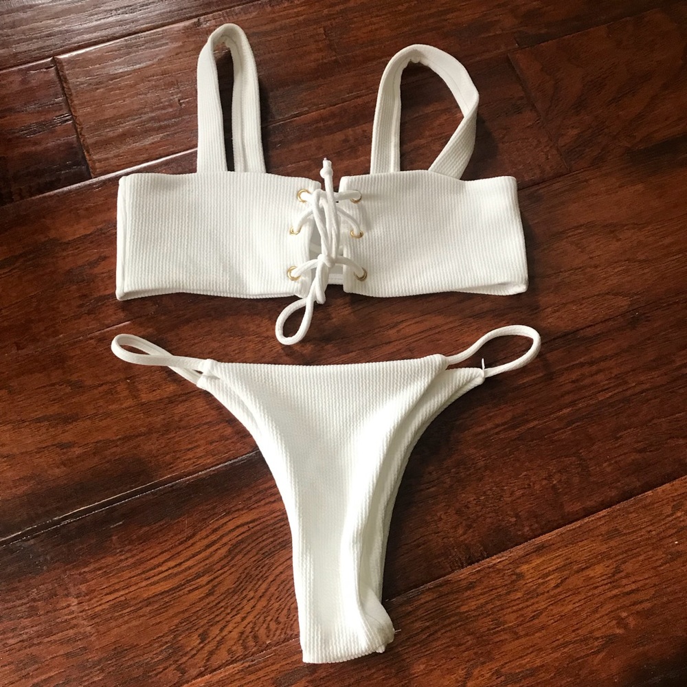 White Bikini with Cheeky Bottoms